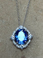 Sterling Blue & White CZ Pendant & Chain New JTV
