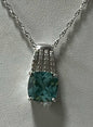 Sterling Lab Created Green Spinel White Zircon Pendant Necklace New JTV
