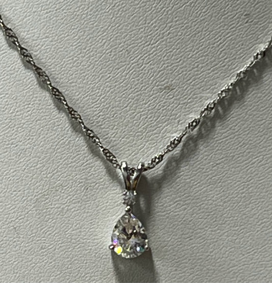 Sterling Silver CZ Necklace Pendant Chain New JTV