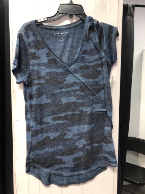 Blue Camo Lucky Brand Short Sleeve Shirt Women's