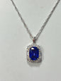 Sterling Silver Blue CZ Necklace Pendant Chain New JTV