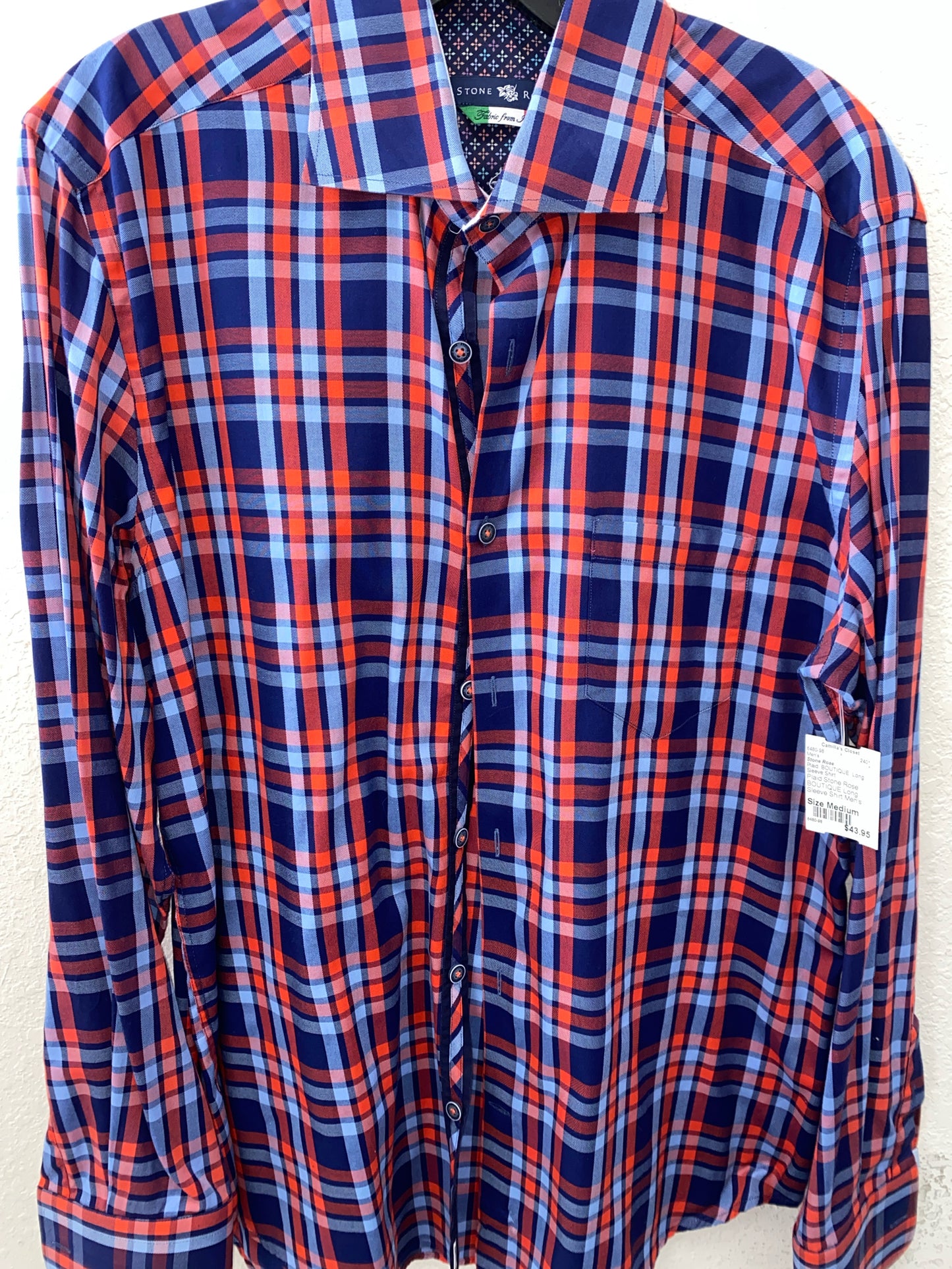 Plaid Stone Rose BOUTIQUE Long Sleeve Shirt Men's