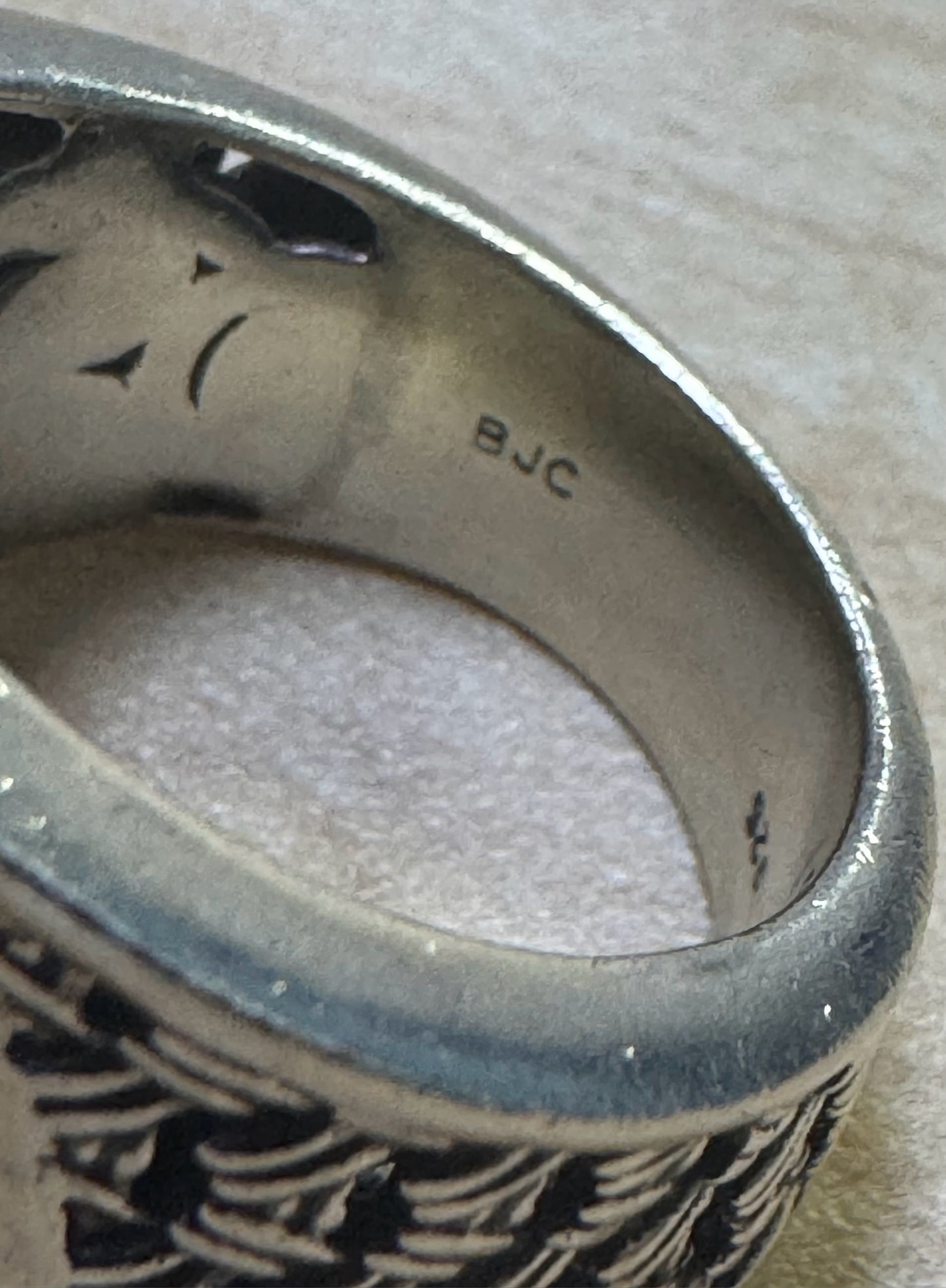 Samuel Benham BJC 925 Sterling Silver Wide Band Oval Citrine Ring Size 8.25