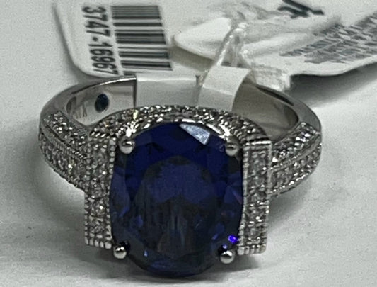 Vanna K Sterling Silver Blue CZ Ring Size 8 New w/ Tags JTV