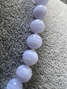 18" Judith Ripka Necklace 10mm Bead Purple Blue Chalcedony