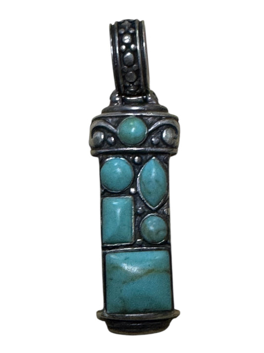 TJT Southwestern Pendant Sterling Silver 925 Multi Stone with Turquoise