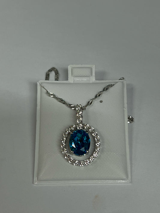 Sterling Silver Blue Topaz Necklace New JTV