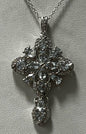Sterling Silver Aquamarine & White Zircon Cross Pendant Chain Necklace New JTV