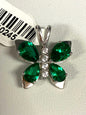 Sterling Silver Pendant Green Butterfly
