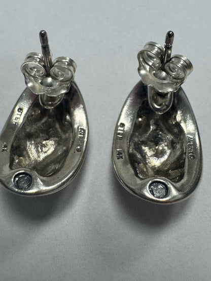 James Avery Sterling Silver and 14K Gold Earrings Spanish Lattice retired 5/8