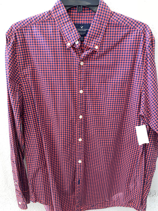 Pink Plaid American Eagle Long Sleeve Shirt Men's