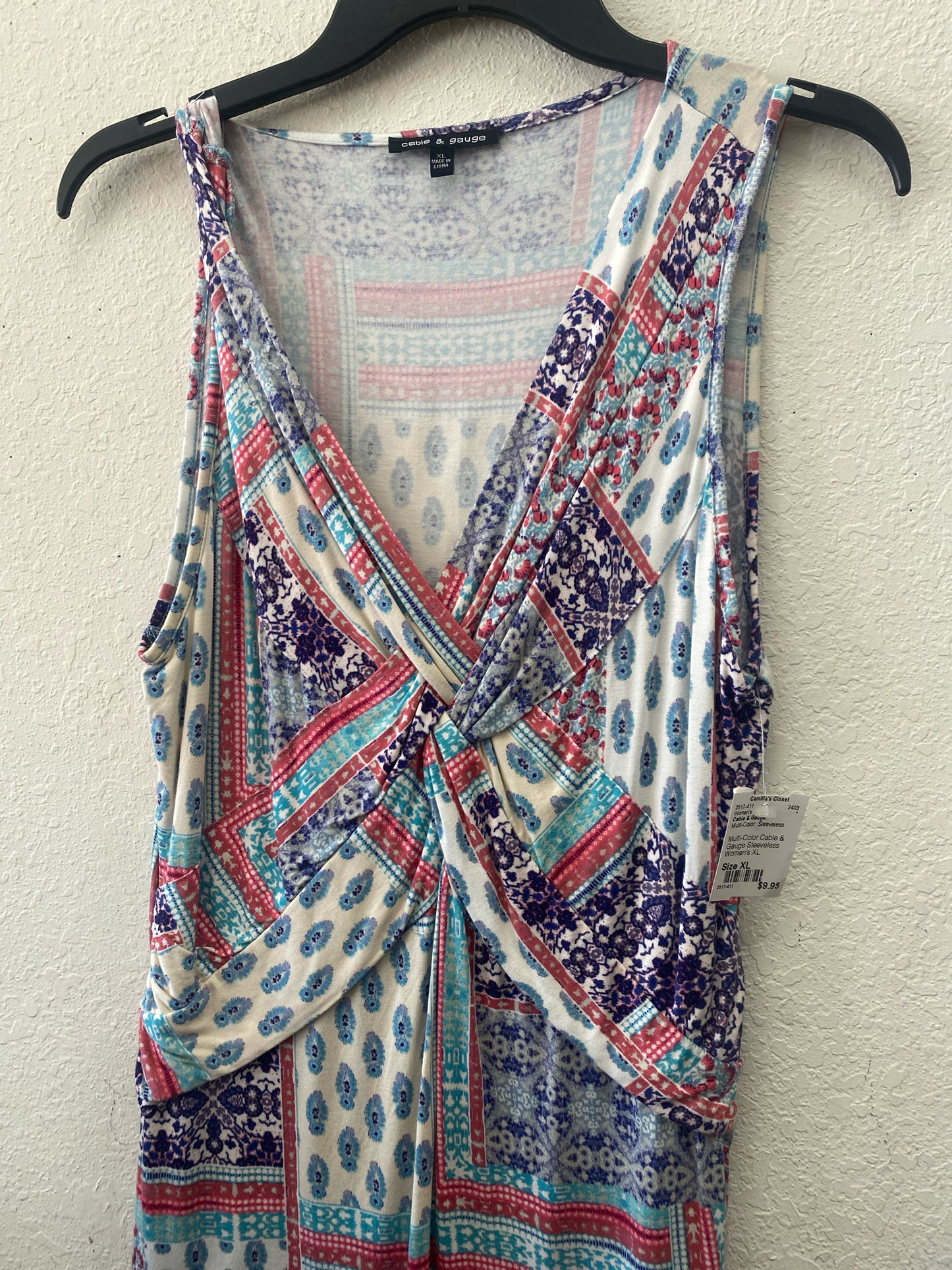 Multi-Color Cable & Gauge Sleeveless Women's XL