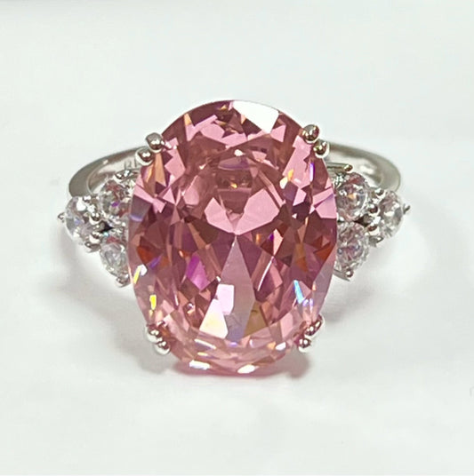 Sterling Silver Pink CZ Size 8 JTV