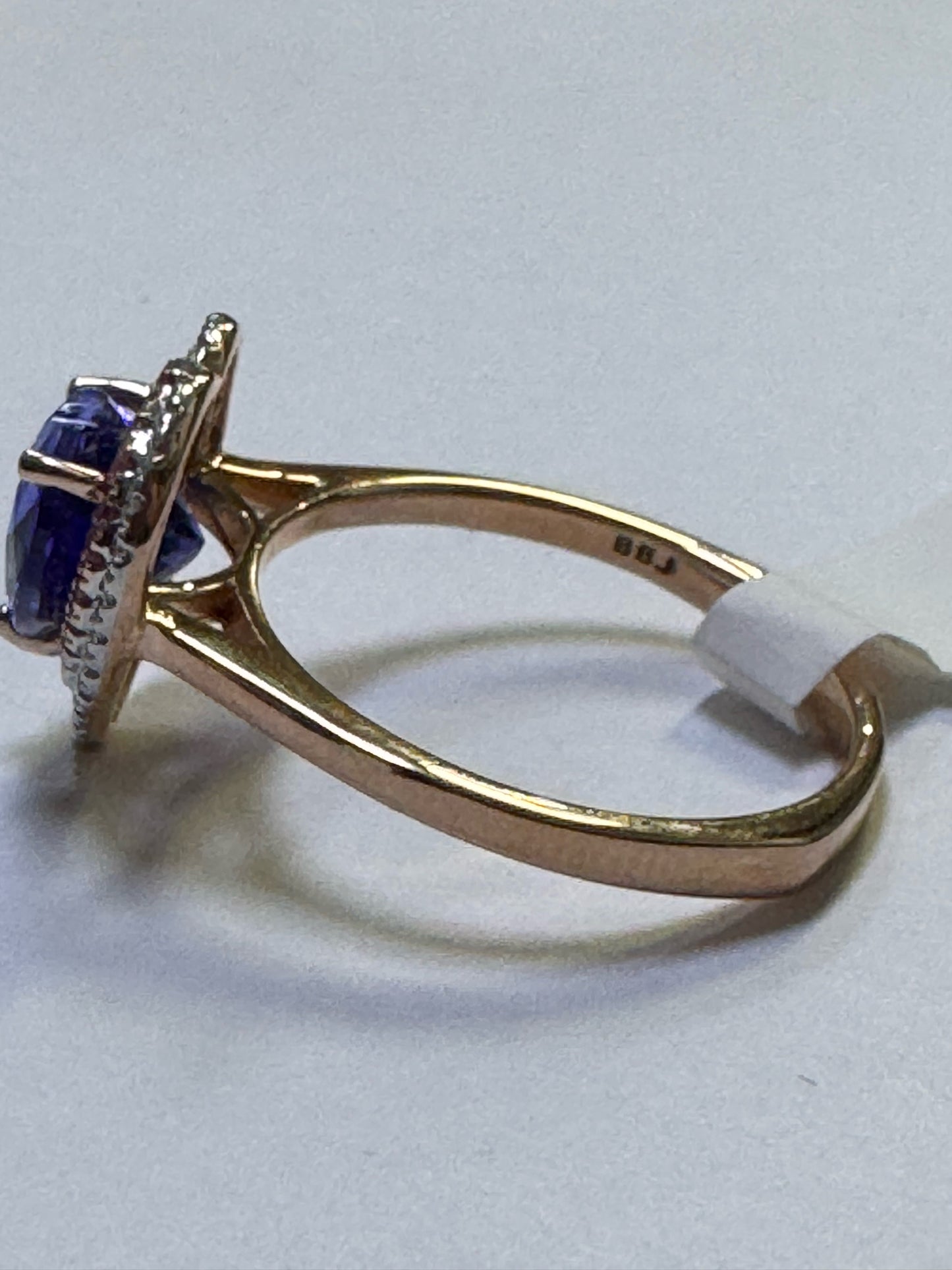 New 14k Rose Gold Ring Lab Created Tanzanite Heart  Double Halo SZ 8 JTV