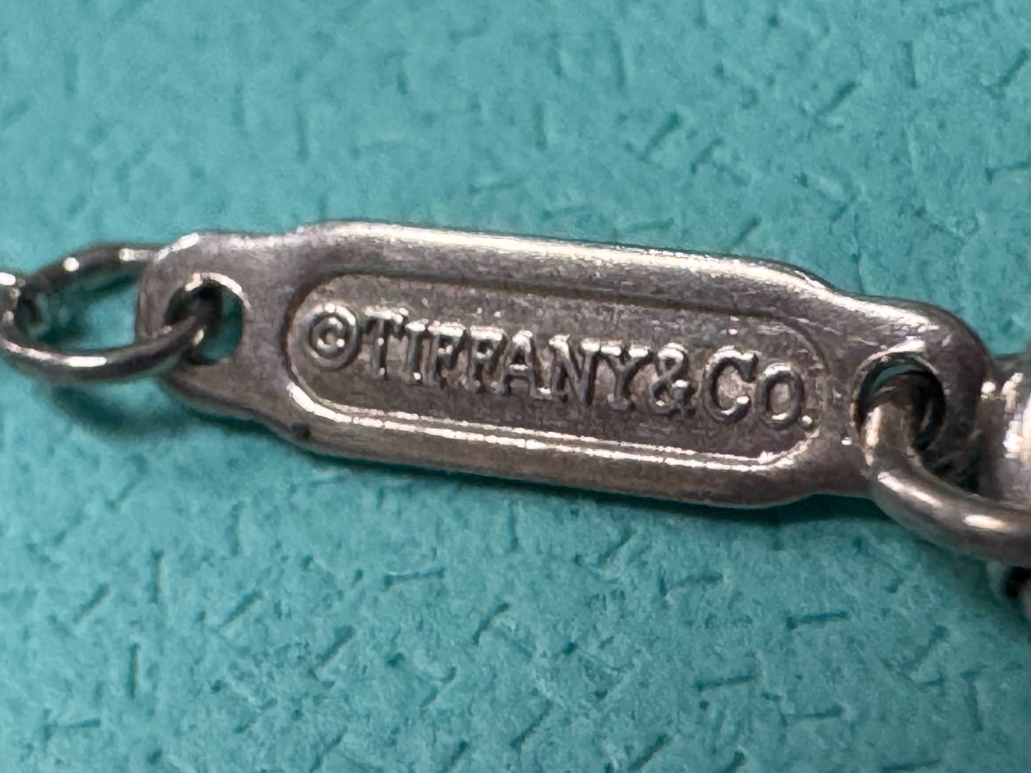 Tiffany & Co Sterling Silver Blue Enamel Small Heart Lock 16" Necklace Keyhole