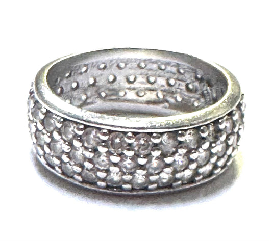 Sterling Silver CZ Ring Size 7 Eternity Band