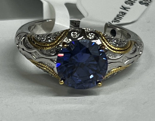 Vanna K Sterling Silver Blue CZ Ring Size 9 New w/ Tags JTV