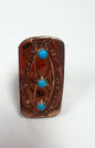 Running Bear Copper over 925 sterling stamped turquoise Southwest ring Size 7