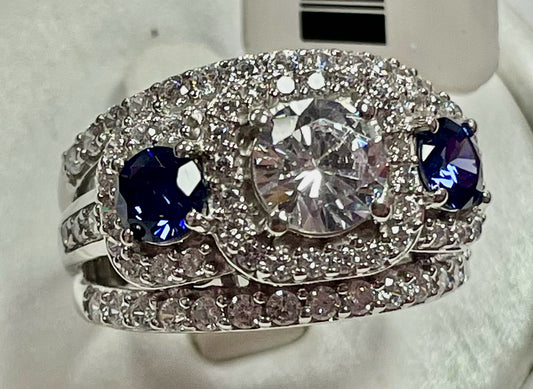 Sterling Blue & White Simulant Ring New w/ Tags Size 8 JTV