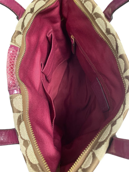 Designer Coach Beige/Raspberry Handbag