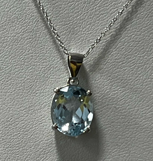 Sterling Silver Blue Topaz Necklace New JTV