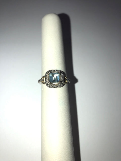 Sterling Silver Blue Topaz Ring Size 6.75