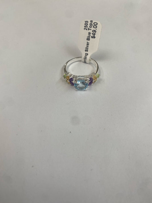 Sterling Silver Blue Topaz Ring Size 8.75
