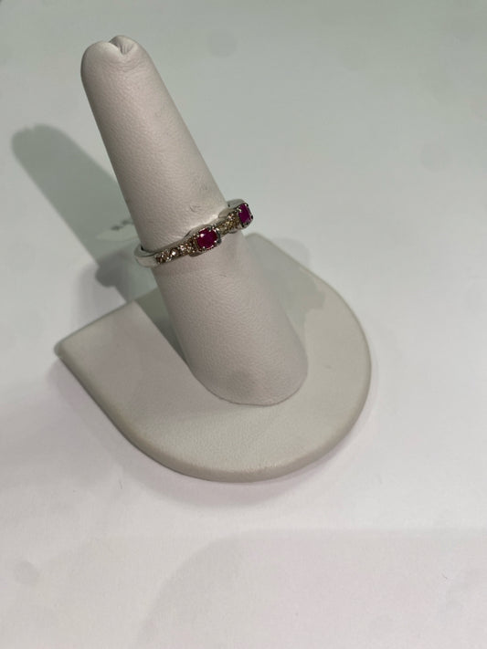 Sterling Silver Ruby Ring Size 7