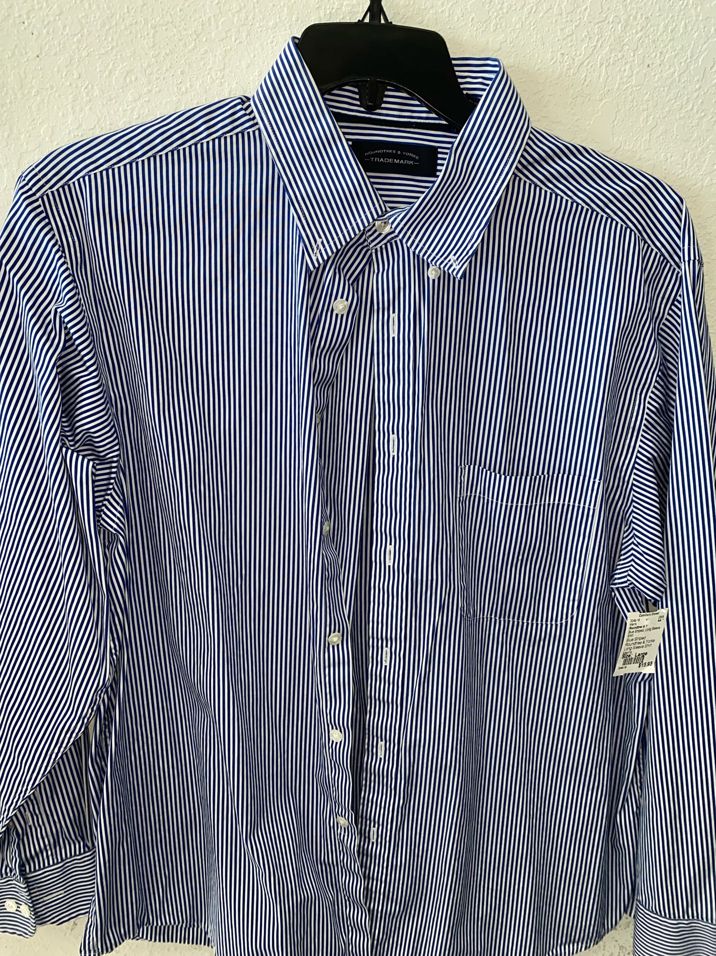 Blue Striped Roundtree & Yorke Long Sleeve Shirt Men's