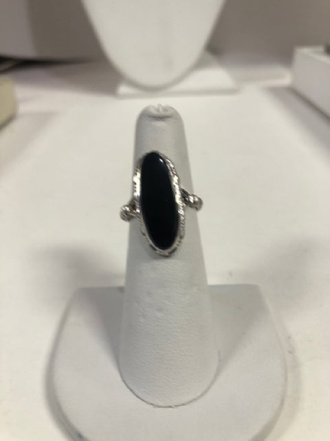 Sterling Silver Onyx Ring Size 6.25