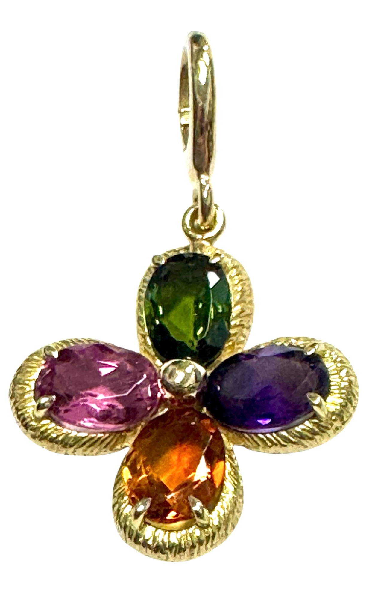 18k Yellow Gold Tourmaline Amethyst Citrine Pendant Enhancer