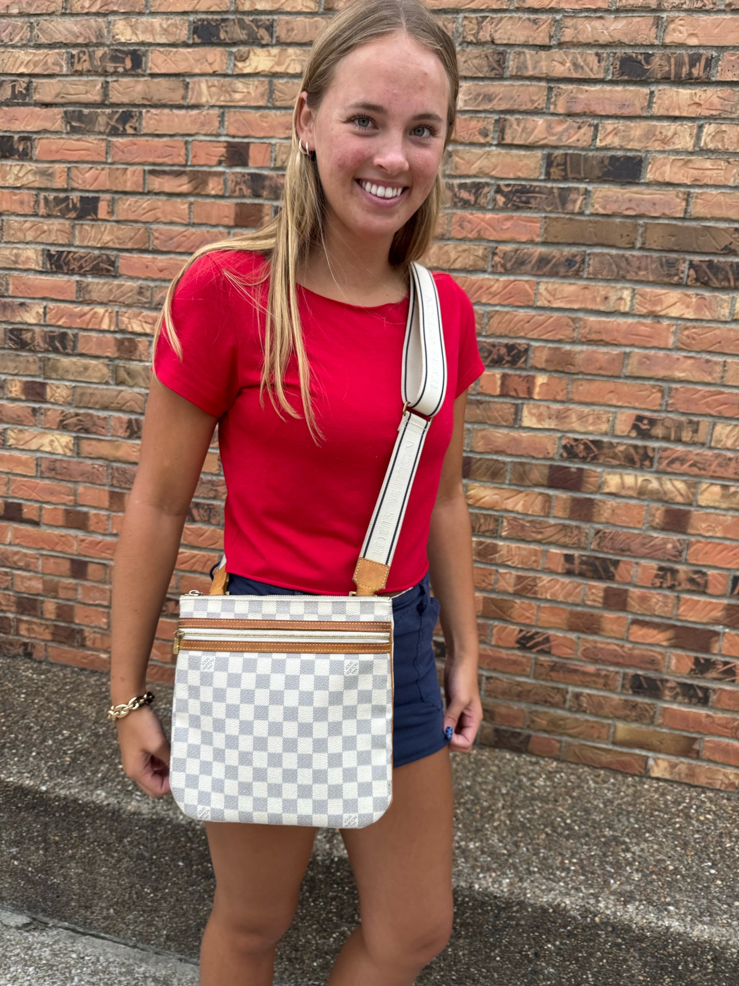 Designer Louis Vuitton White Crossbody