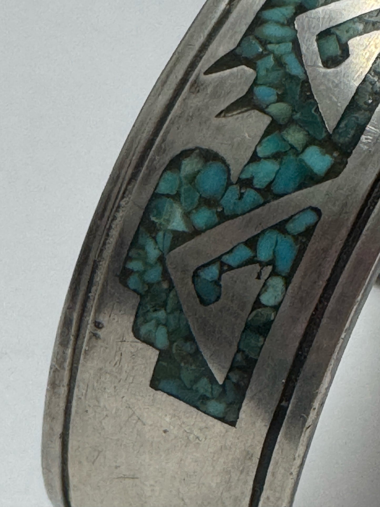 Tommy Singer Sterling Silver Mosaic Turquoise Native American Cuff  Bracelet