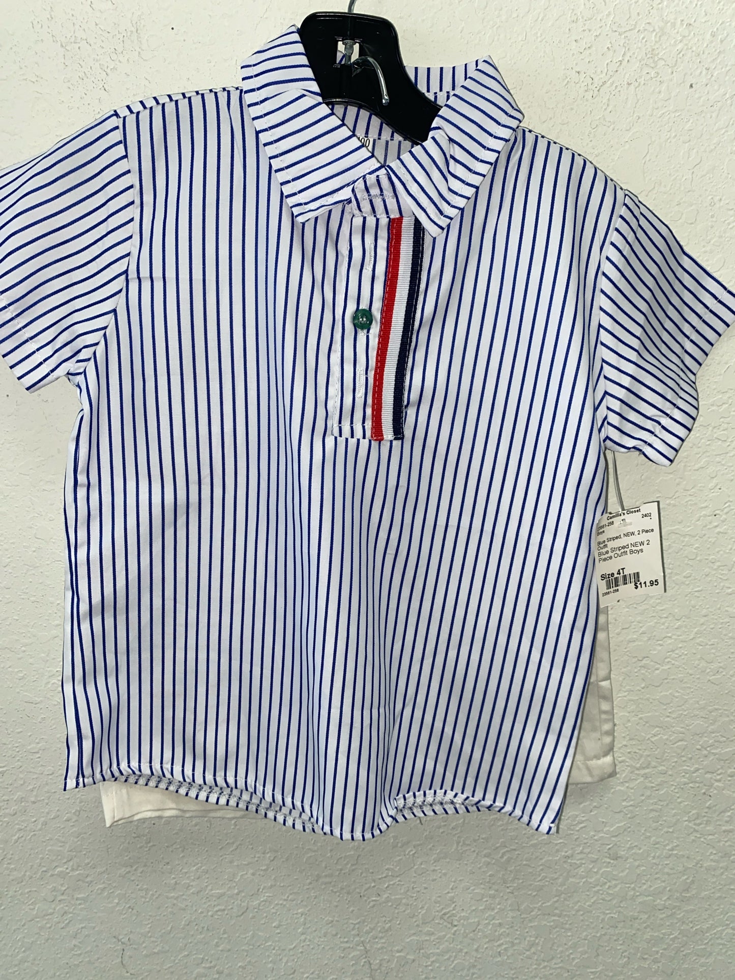 Blue Striped NEW 2 Piece Outfit Boys