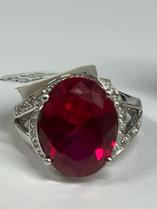 Sterling Silver Red White CZ Ring New w/ Tags JTV Size 9