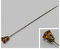 Antique Victorian Edwardian Gilt Hat Pin Ornate Amber Yellow Stone 6.5"
