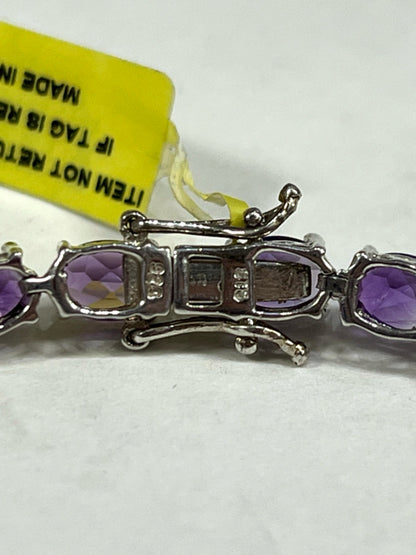 Chuck Clemency STS Sterling Silver Purple Amethyst Tennis Bracelet 7.5"