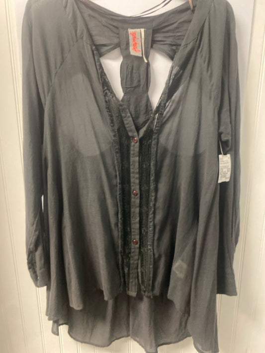 Gray Free People Long Sleeve Shirt Women's