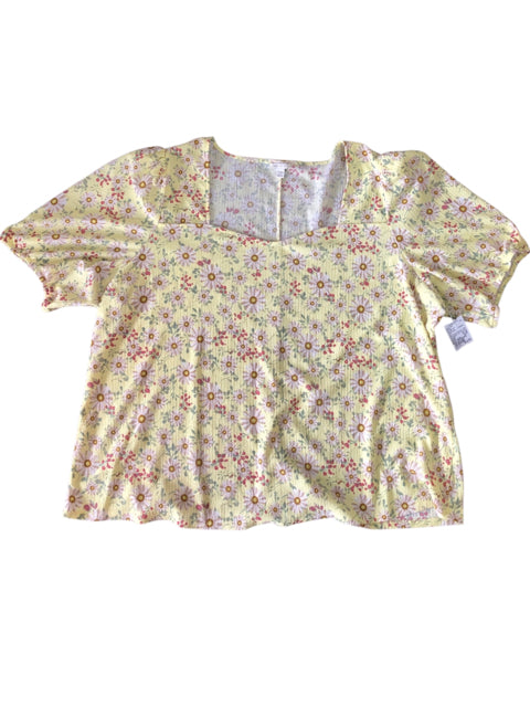 Yellow Floral Cato Est. 1946 Short Sleeve Shirt Women's