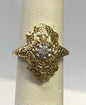 14k Yellow Gold Vintage Diamond Filigree Antique Ring Size 5.75