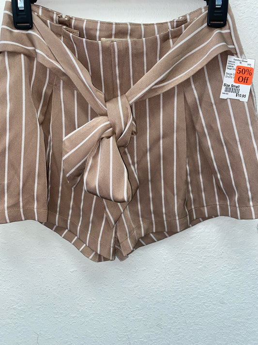 Beige Striped Listicle Shorts Women's