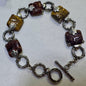 Carolyn Pollack Relios Sterling Silver Carved Gemstone Toggle Bracelet 7"- 8.5"