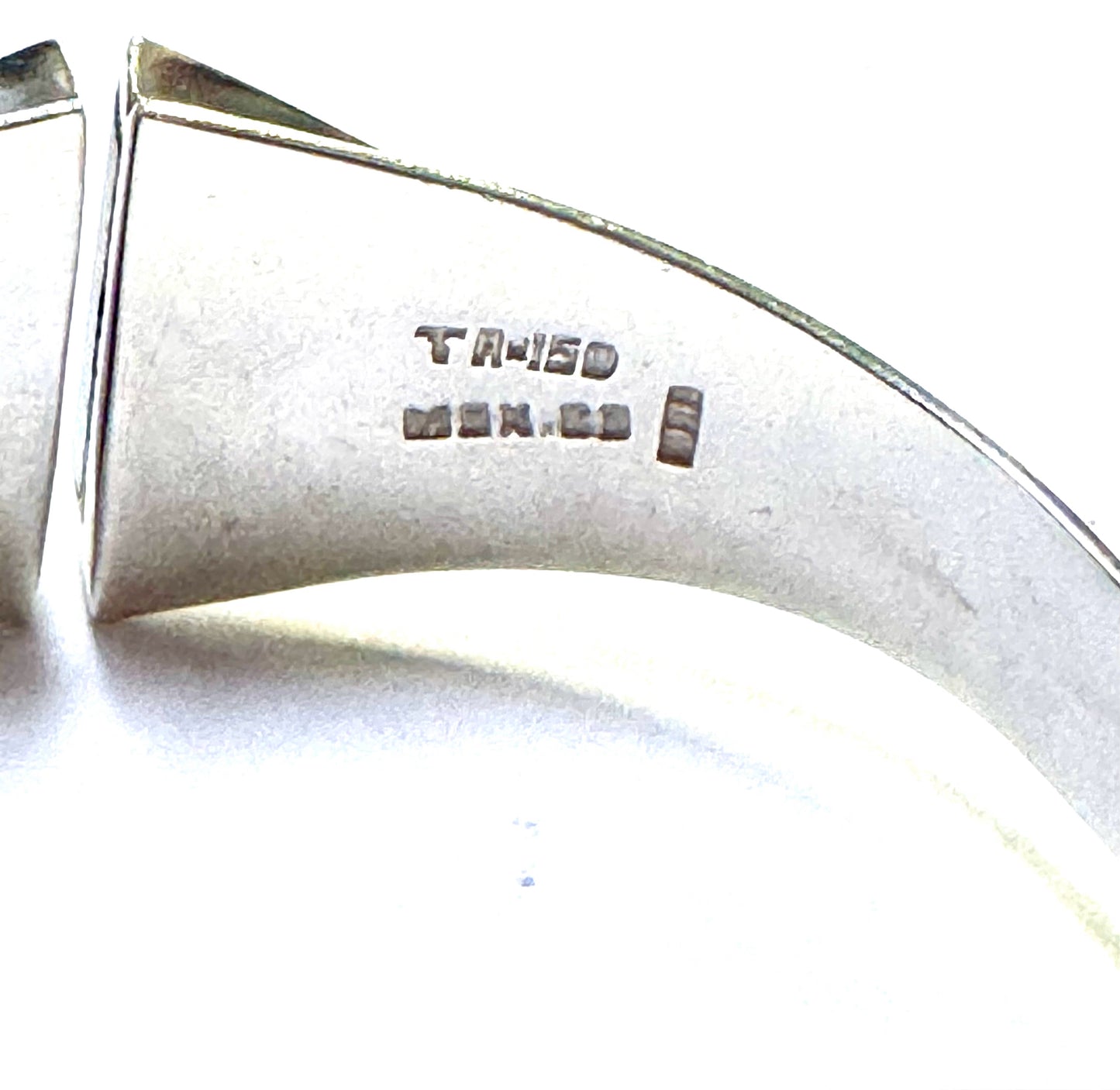 Taxco Sterling Silver Black Onyx Clamper Bangle Bracelet