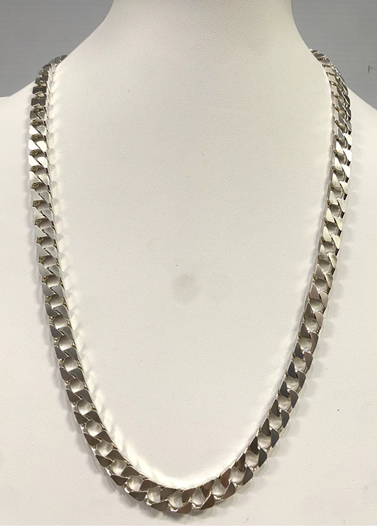 26" Sterling Silver 8mm Curb Link Necklace Chain
