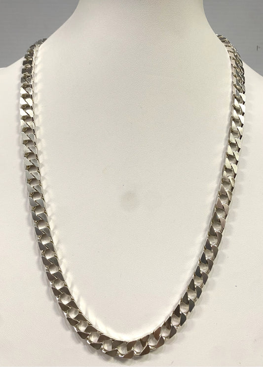 26" Sterling Silver 8mm Curb Link Necklace Chain