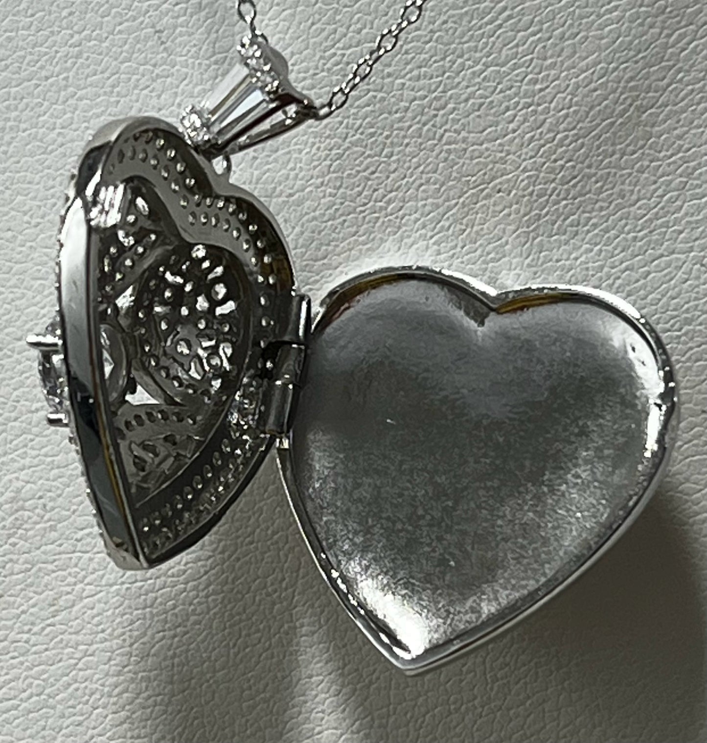 Sterling Silver Locket w/ CZ New JTV Necklace Chain Pendant