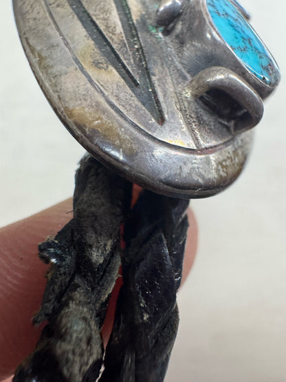 Bennett Pat Pend 2.5" x 1.5" Bolo Tie Turquoise Navajo Native American