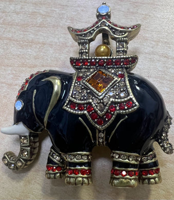 Heidi Daus Black Elephant Maharaja Pendant Brooch Pin 2.5