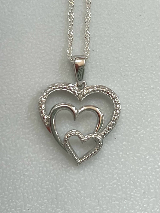 Sterling Silver Diamond Pendant & Chain New JTV