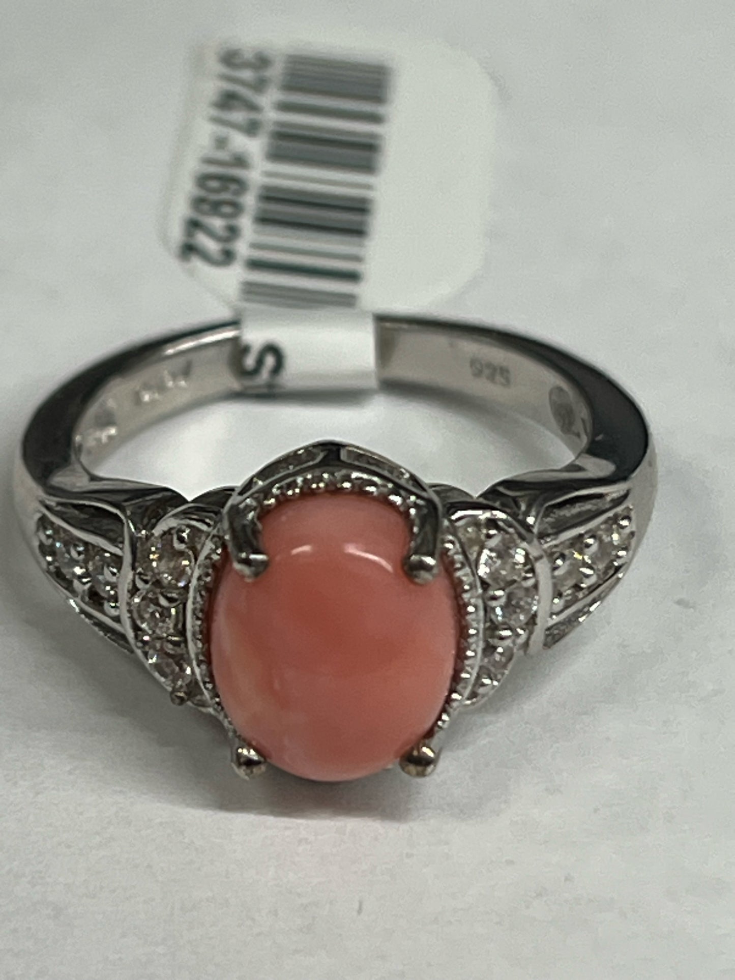 Sterling Silver Peach Opal Ring New JTV Size 8